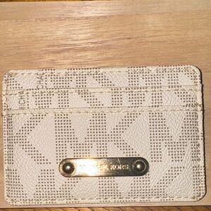 Michael Kors Cream Card Holder with Gold Accents